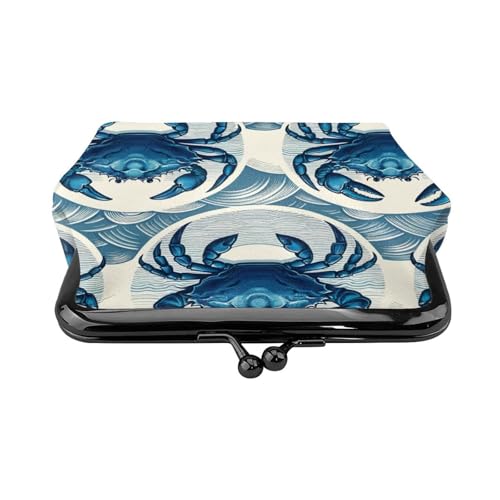 Pu Leather Buckle Coin Purse Cute-Blue-Crabs Girls Kiss-Lock Change Purse Wallets2