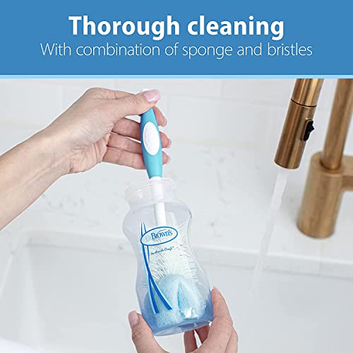 Image of Dr. Brown's Baby Bottle and Nipple Brush Soft Touch and Sponge Brush, Blue Variety Pack, 2 -Pack