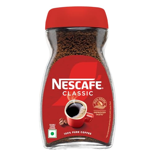 NESCAFE Classic Instant Coffee Powder | Great start to your morning | 100% Pure Coffee | 180g/190g Jar (Weight May Vary)