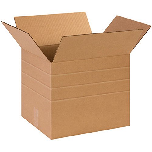 Image of Box USA MD141212 Multi-Depth Corrugated Cardboard Box 14 inch L x 12 inch W x 12 inch H, Kraft, for Shipping, Packing and Moving (Pack of 25)