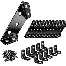 20 Pack Universal Stainless Steel Furniture Corner Connector, Stainless Steel Angle Corner Brackets for Shelf Cabinet Table Chair, Trapeziform Corner Brace Support Bracket Fastener Black