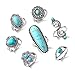 ZOVOLI 7 PCS Silver Stackable Rings Set for Women Vintage Antique Silver Rings for Women Imitation Turquoise Boho Rings Set Fashion Jewelry Gifts