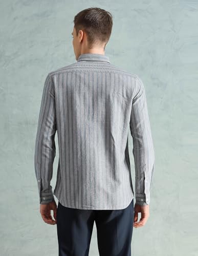Image of Arrow Sport Men Slim fit Cotton Checked Long Sleeves Spread Collar Shirt