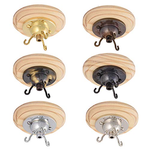 ElekTek 3 Hook Ceiling Rose Kit with Matching Screws Cord Grip and Wood Ceiling Pattress Chrome - Image 7