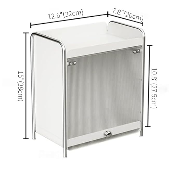 Acrylic Cup Storage Organizer with Flip-Up Door Countertop Mug Rack Cabinet with Pull-Out Tray for Kitchen Office & Vanity Beautiful