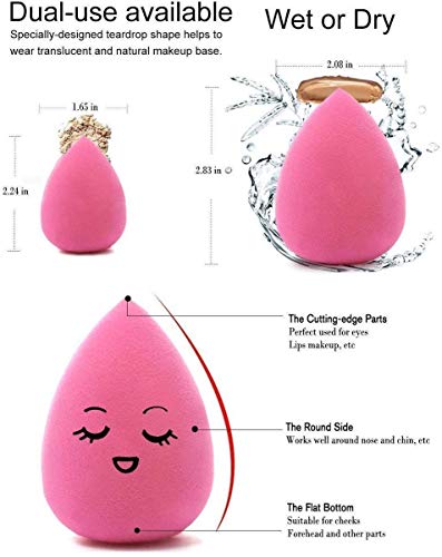 Image of SUNISA Black Oval Foundation Makeup Brush for Womens and Girls and 3 Pcs Multishape Multicolour Makeup Sponge Beauty Blenders - (Pack of 4)