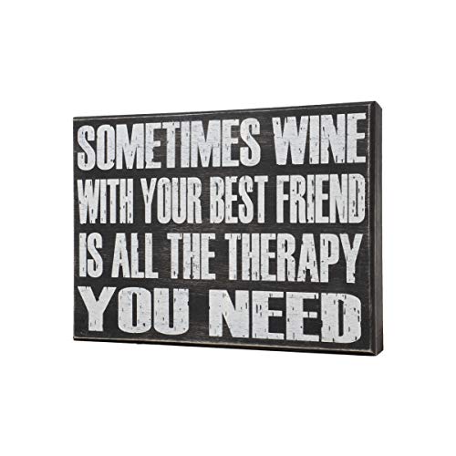 JennyGems - Sometimes Wine with Your Best Friend is All The Therapy You Need - Bestie Friendship Gift Sign - Best Friends Birthday - Wine Quotes - Friendship Sign - Wine Gifts - Wine Enthusiast