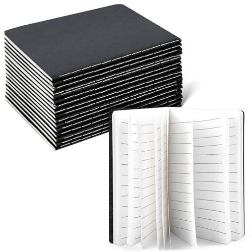 Mini carnet de notes de poche ligné noir lot de 16 petits journaux pour vos notes de voyage