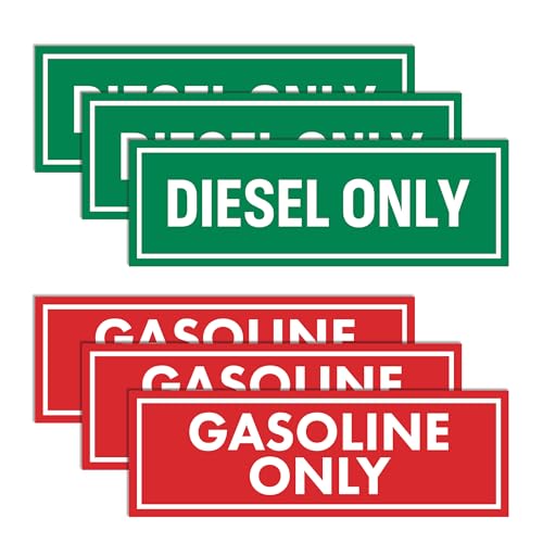 Sutter Signs 6pc Diesel Only Stickers & Gasoline Decals (3 Green 3 Red) Waterproof Vinyl for Truck Fuel Tank & Diesel Can