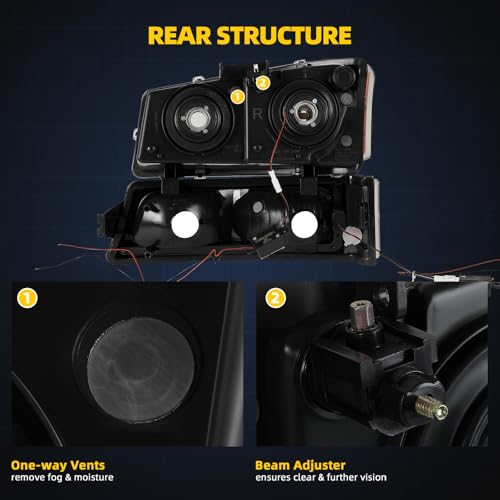Image of DWVO LED DRL Headlight Assembly Compatible with 03-06 Silverado Black
