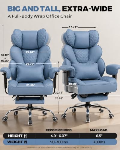 Image of GTPLAYER Gaming Chair Fabric Footrest Lumbar Cushion Light Blue