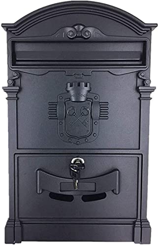 ZHEYANG Buzones De Exterior Buzones Comunidad Buzón de Cartas de Villa Europea al Aire Libre Buzones de Correo a Prueba de Agua para Colgar en la Pared Jardín Postal Creativo con buzón de Bloqueo M