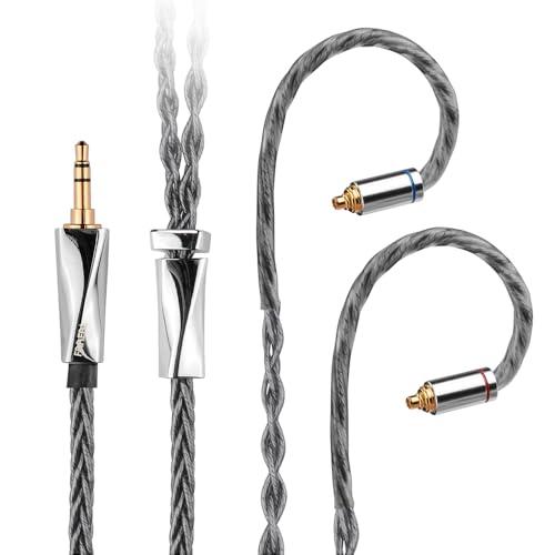 Câble MMCX argenté FAAEAL HiFi 8 brins tressés pour écouteurs