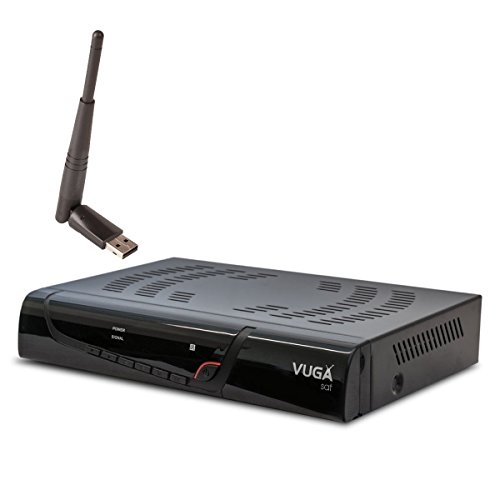 Vuga Viark Sat Full HDTV H.265 digitaler Satelliten-Receiver inkl. Wlan Stick (IPTV, Apps, DVB-S2, HDMI, SCART, LAN, USB 2.0, Full HD 1080p) Schwarz
