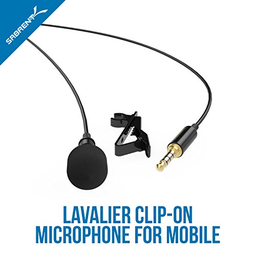 Sabrent Microfono Lavalier a Condensatore Omnidirezionale con Clip Nero (AU-SMCR)