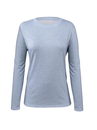 LilyCoco Striped Shirt Women Fall Tunic Crewneck Long Sleeve T Shirt3