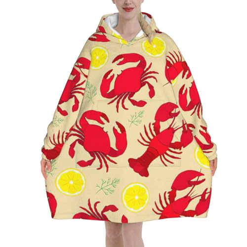 Couverture à capuche plaid imprimé crabe : cadeau idéal pour femme