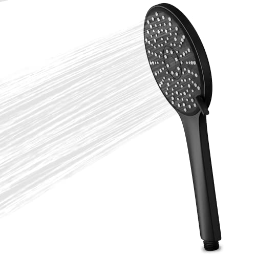 Grand Pommeau de Douche RealPlus, Douchette à main avec 6 Modes, Pommeau Douche économiseur d'eau et Augmentant la Pression, Sans Tuyau(Noir) Cover