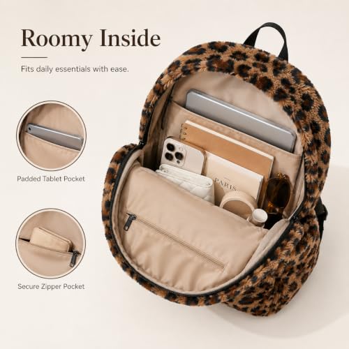 Image of Fashion Backpack Y2K Purse, Cute Fuzzy Daypack Grunge Alt Emo Shoulder Bag Cheetah Chic Coquette Harajuku Bag (Coffee)