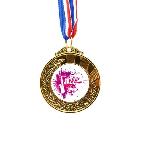 Medalla de saxofón de oro no/no con cinta para primer puesto de jazz