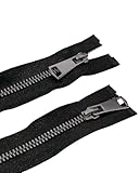 LEEQ 2 pezzi 60 cm #5 separare cerniere lampo metallo Chiusure lampo a due vie divisibile per Jacket cucire cappotti giacca (nere)