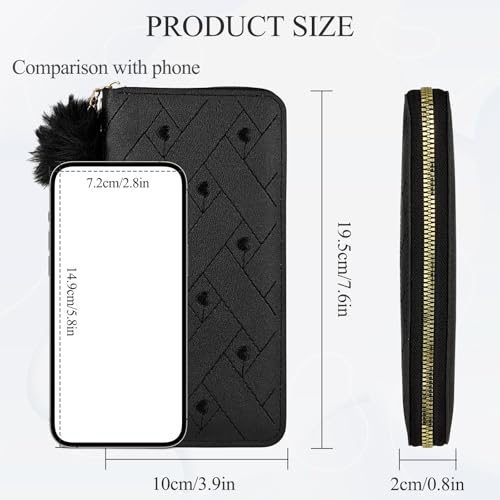 Women's Wallet, Large Capacity Zip Around Wallet Credit Card Holder Long Clutch Wristlet Purse with Wrist Strap2