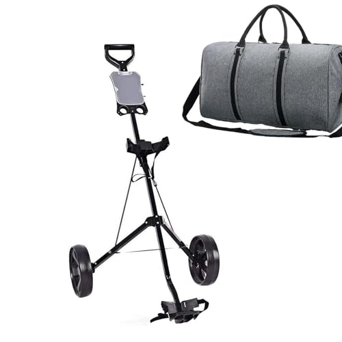 JIEBWCHA Bolsa de golf Push Cart, deslizadores de golf plegables, 2 ruedas, bolsa plegable de hierro para carrito de golf, accesorios deportivos para exteriores, ligera funda para soporte de pantalla
