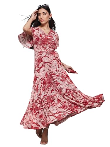 Image of Miss Chase Women's Round Neck Cap Sleeves Lace Knee -Long Skater Dress