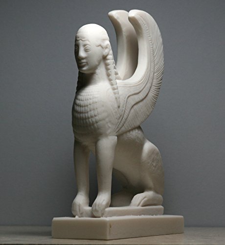Estatua de Esfinge con cabeza de mujer en mármol 17.5 cm miniatura 5