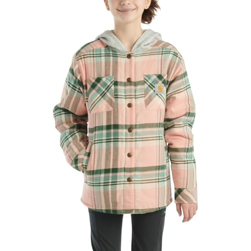 Carhartt Kid's CP9580 Long-Sleeve Flannel Snap-Front Hooded Shirt Jac - Girls