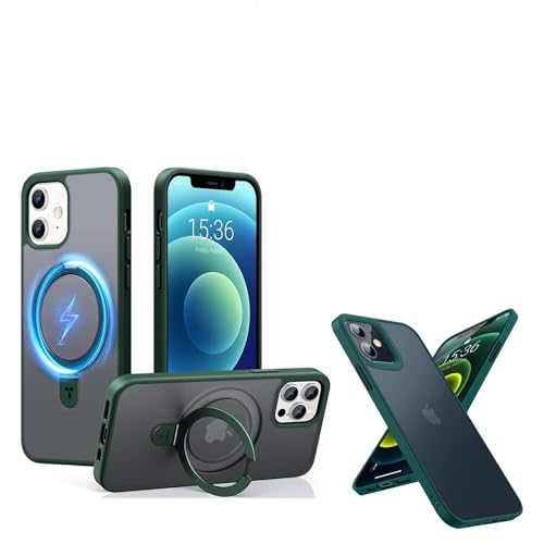 TORRAS Magsafe iPhone 12 Case & iPhone 12 Pro Case with Stand and Shockproof Translucent Matte Hard PC Back Case