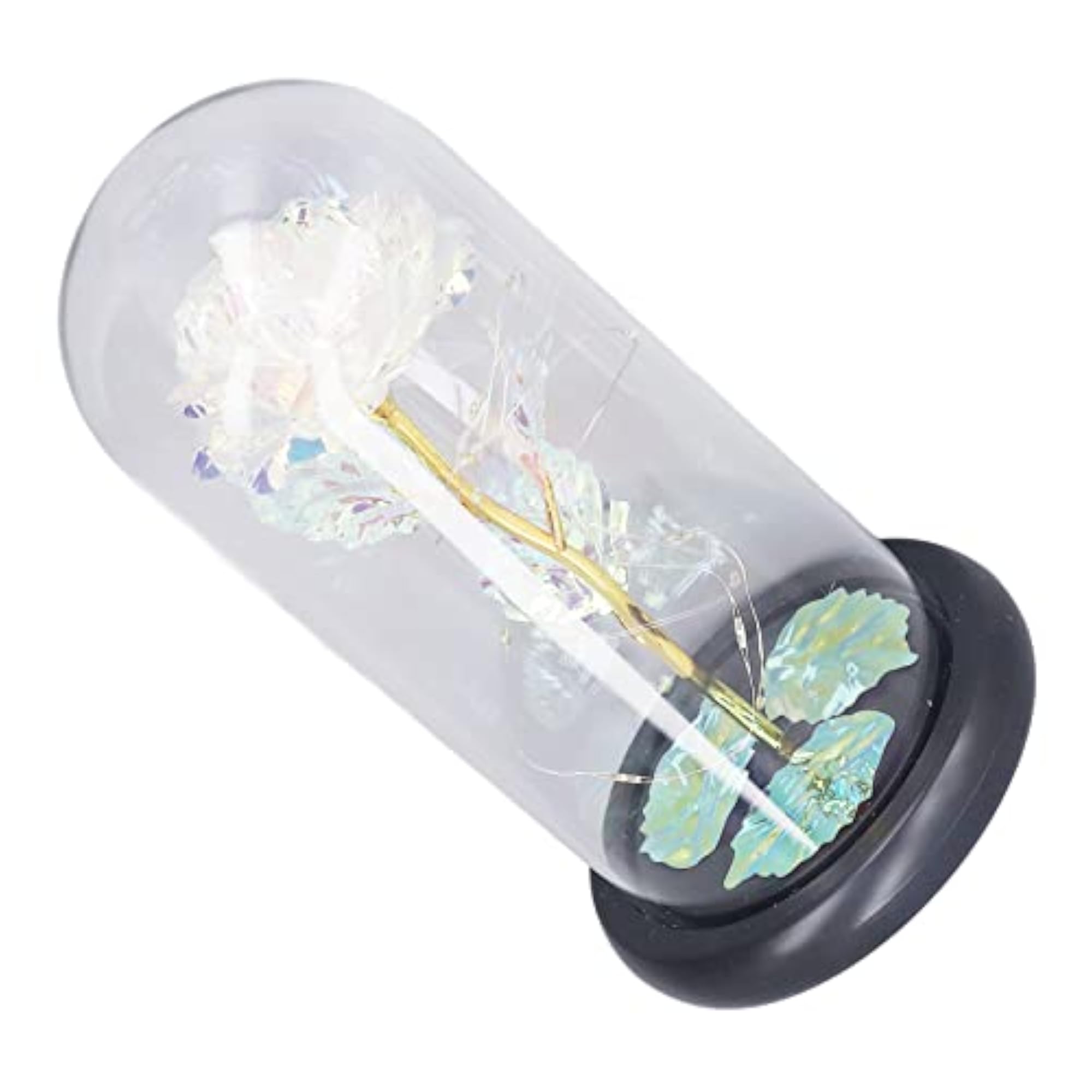 LED Light Up Flower Rose, Gold Foil Decor