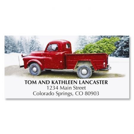 Colorful Images Personalized Christmas Red Truck Address Labels #TOP8
