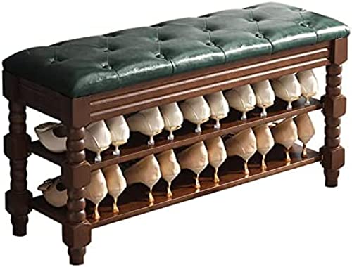 Banc de rangement en cuir vert capitonné haut de gamme - 2