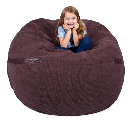 Image of Big Joe Fuf 5Ft Oversized Foam Bean Bag Chair with Removable Cover for Kids, Teens, Adults, Merlot Cloudweave, 5 Foot Large Reading and Gaming Seat | Premium Shredded Foam Filled, Cloudweave, Adult-Sized Comfortable Seating, Supports Up to 300 lbs
