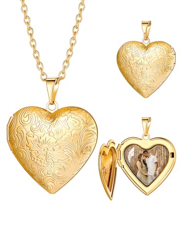 Custom4U Collier Personnalisé Photo Plaqué Or, Médaillon Coeur Collier Pendentif Photo pour Maman Fille Épouse, Souvenir Cadeau Fête des Mères...