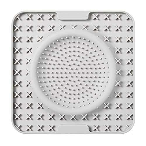 Koomuao – Alfombra de labios para perros, cuadrada, alfombrilla de lavado para gatos de silicona, ventosas extra fuertes, resistencia a alta temperatura, ideal para entrenamiento, aseo (gris)