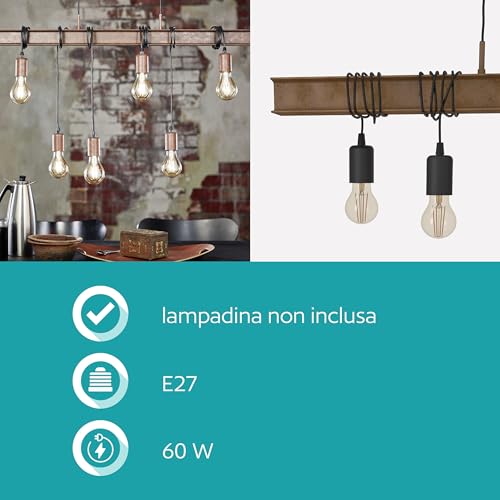Eglo Lampada A Sospensione Townshend 4 In Marrone Scuro - 4