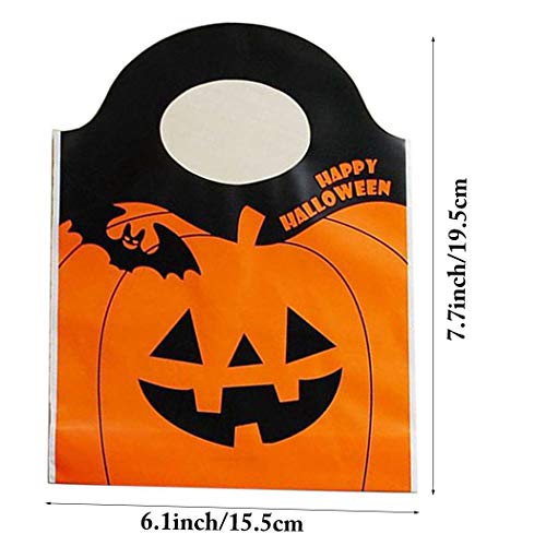 Outgeek 50 peças Bolsa de Halloween Portátil Plástico Bonita Abóbora Doce Bolsa de Compras