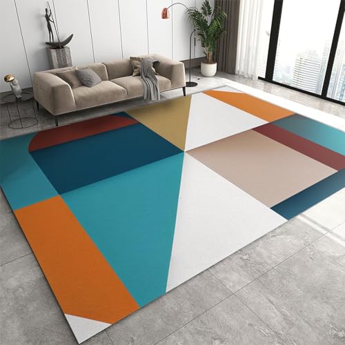 Tapis de salon à motif géométrique pour une chambre colorée