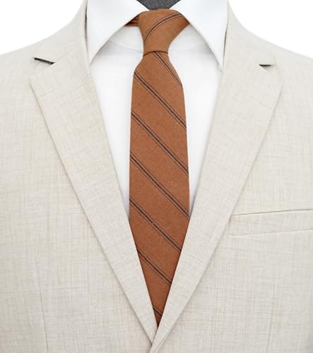 Image of BELLUNO Men's 2.5 inch Skinny Solid Cotton Linen Ties