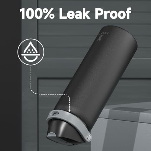 Image of 32 oz Insulated Water Bottle for Sports: Meoky Stainless Steel Water Bottle with 2-in-1 Straw and Spout Lid - Leak Proof, Cold for 24 Hours, Protective Silicone Base, BPA-Free for Gym, Night