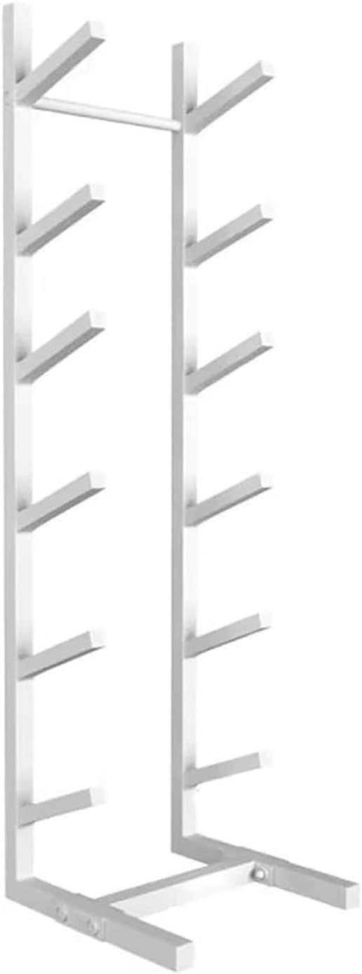 Skateboard Holder Floor, Commercial Longboard/Snowboard Display Rack, Space Saving Yoga Mat Hanger for Home Gym/Studio Corner,3 Colors(White,6 Tier- 102x25x25cm)