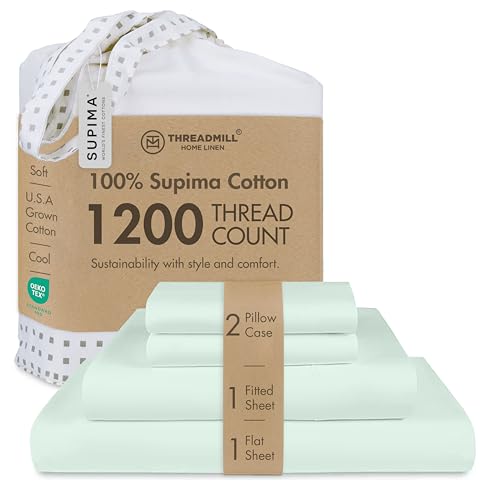 Image of Threadmill 1200 Thread Count Supima Cotton Queen Sheet Set, Sateen, 4-Piece