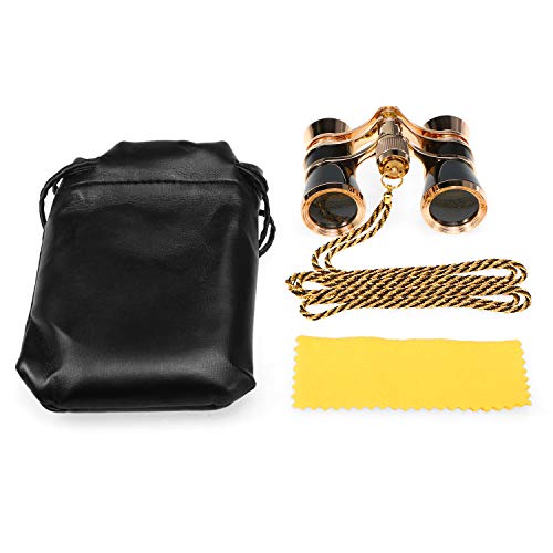Ajcoflt 3x25 Ópera Óculos Lente Retro Corpo de Metal Mini Binóculos de Teatro com Corrente/Alça para