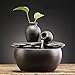 Ceramic Tabletop Fountain for Indoor and Home Decoration Table Desk Office Patio (Ceramic Pot Fountain) (Black)