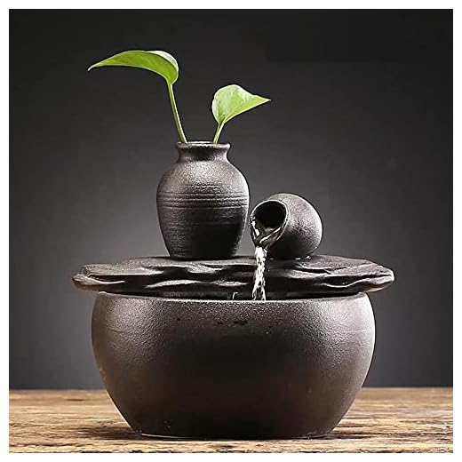 23 Creative DIY Fountain Ideas for Your Garden 6 Ceramic Tabletop Fountain for Indoor and Home Decoration Table Desk Office Patio (Ceramic Pot Fountain) (Black)