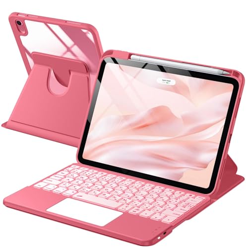 HETHOT 【TELEC認証取得済み】iPad用 キーボード付きケース - (A16)第11世代 11インチ2025/第10世代 10.9インチ2022 JIS日本語配列 360 度回転 軽量・全面保護 防汚材質 静音キー7 色レインボーバックライト 2台のiOSデバイス切り替え可能 省エネ キーボード付きケース Type - C 充電