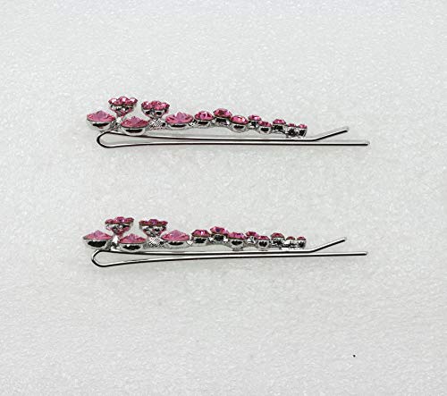 Faship A Pair Of Pink Swarovski Crystal Floral Hair Clips Pins 2 Pcs #TOP2