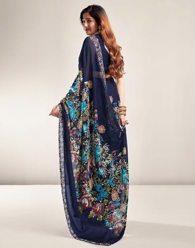 Image of Shiv Textiles Womens Shiv Textiles Women's Georgette Printed Saree